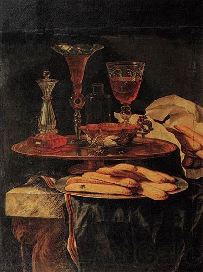 Christian Berentz Still-Life with Crystal Glasses and Sponge-Cakes Norge oil painting art